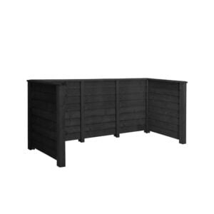 Renovationsskjul Klink Profil - sort - m/træstolper til nedgravning - 3 spande