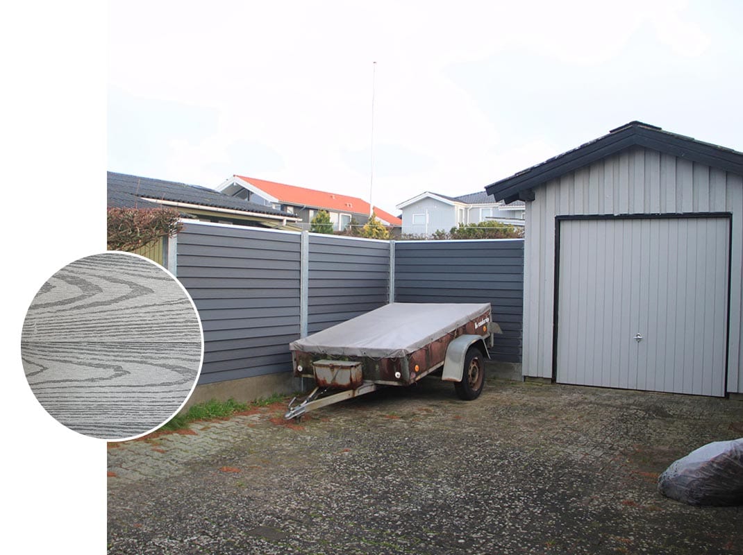 klinkehegn 10cm antracit komposit fokus struktur graa staalstolper