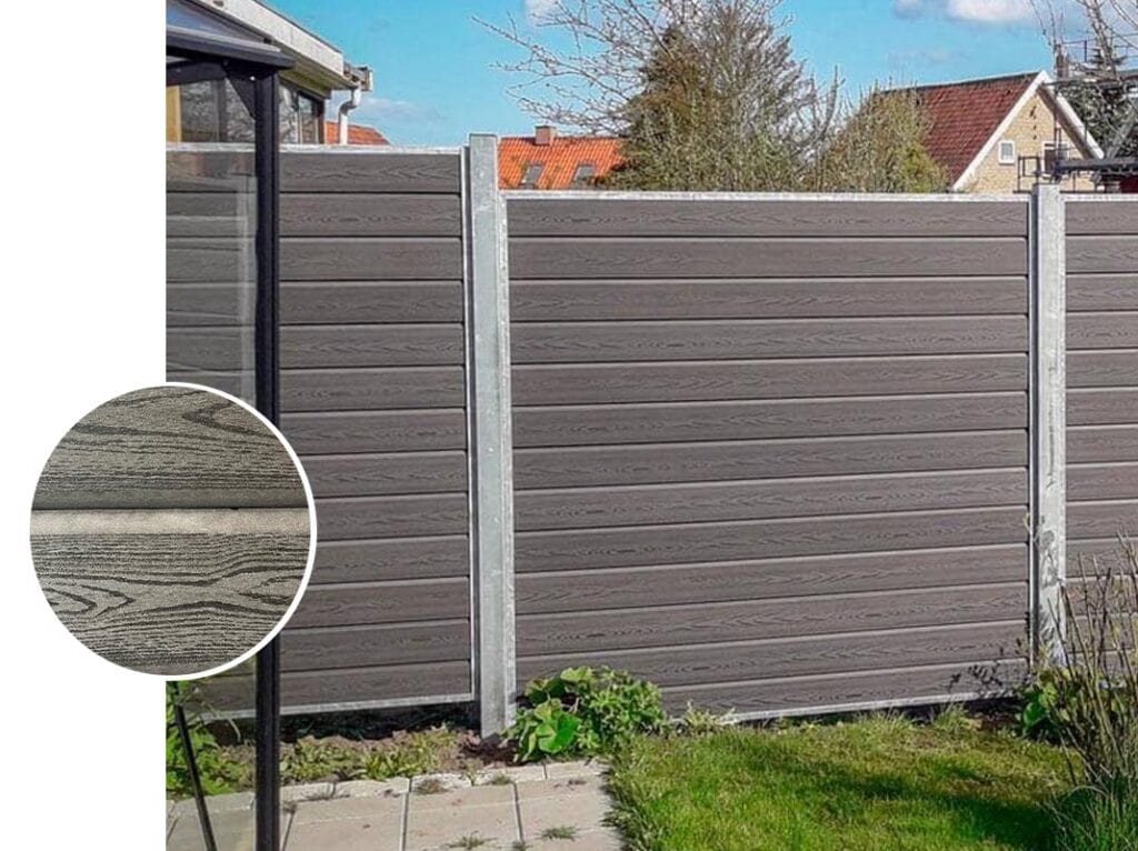 Komposit Lige Sort med stålstolper 1 komposit lige med komposit fokus