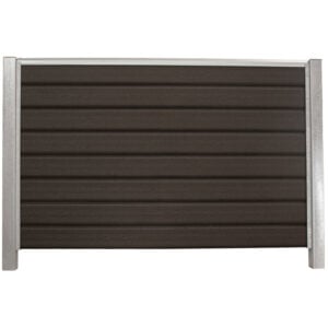 Sort blokhus med stålstolper