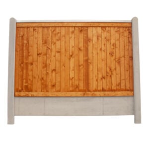 Lægtehegn Lysbrun Gori med grå betonstolper