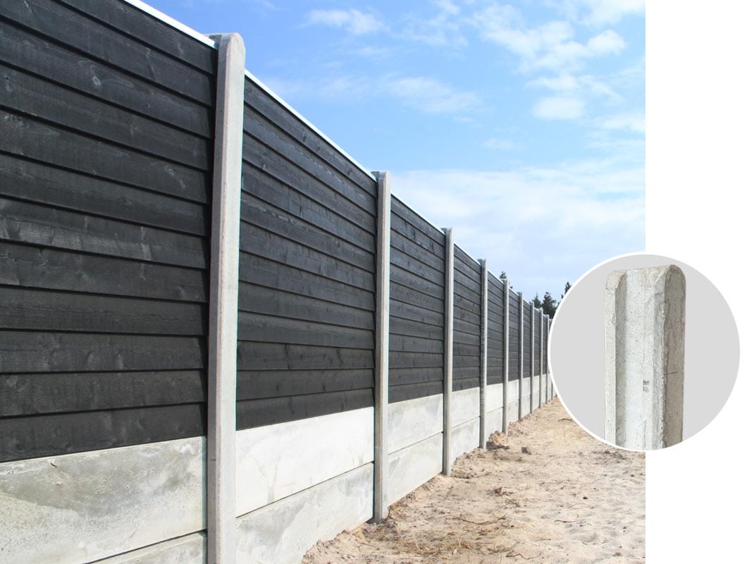 sortmalet bullklink med fokus betonstolper