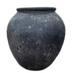 Elba - Black/White Lava stengods krukke H88 Ø80