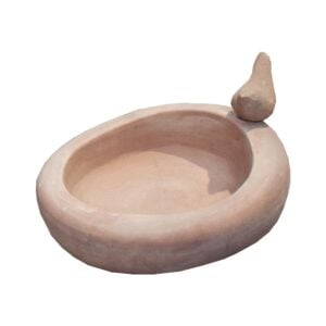Filippa - Terracotta fuglebad m. fugl  H14 B25 Ø29