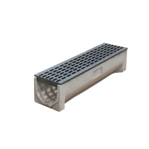 Aquadræn 0,5 m sortlakeret støbejernsrist 10 cm høj - 13 cm bred udvendig mål