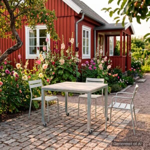 Galvaniseret bord 100x100x75 cm med beige keramiske flise