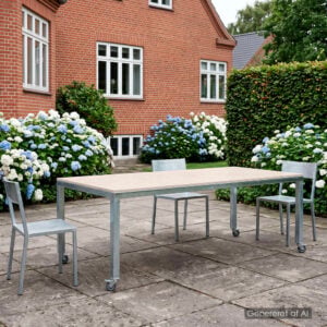 Galvaniseret bord 100x200x75 cm med beige keramiske fliser