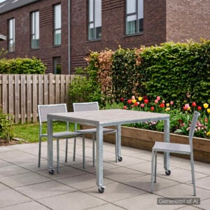 Galvaniseret bord 100x100x75 cm med lysgrå keramiske flise
