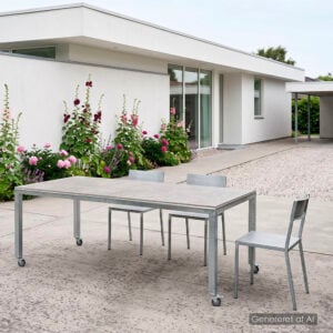 Galvaniseret bord 100x200x75 cm med lysgrå keramiske fliser