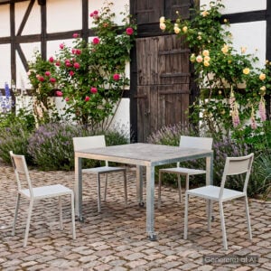 Galvaniseret bord 100x100x75 cm med grå keramiske flise