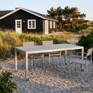 Galvaniseret bord 100x200x75 cm med grå keramiske fliser
