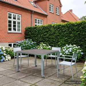 Galvaniseret bord 100x100x75 cm med sort keramiske flise