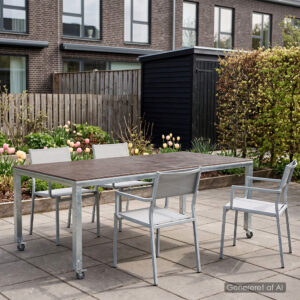 Galvaniseret bord 100x200x75 cm med sort keramiske fliser